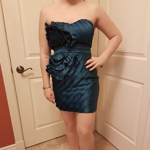 Turquoise Satin Cocktail Dress